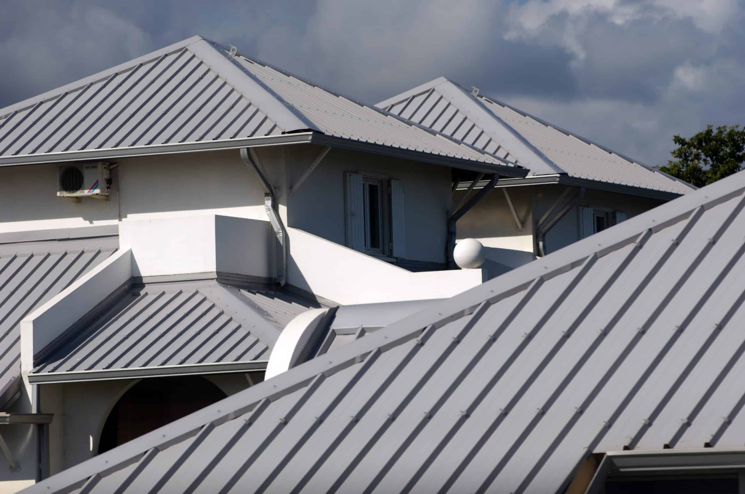 gray metal roofing panels